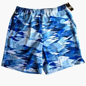 DSG Agility Woven Athletic 8" Shorts Men's Academy Blue Camo UV Protection Small